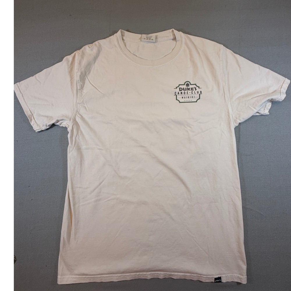 Techstyles Dukes Canoe Club Waikiki Hawaii Surf T-Shirt Men Medium Cream 1811